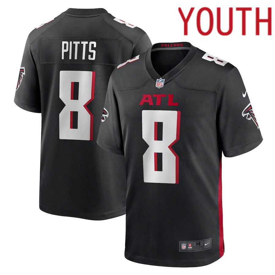 Youth Atlanta Falcons 8 Kyle Pitts Nike Black Game NFL Jersey